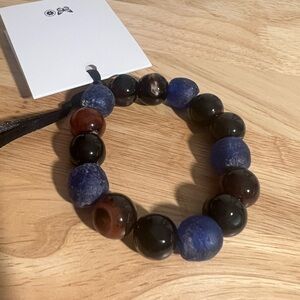 Blue and Brown Beaded Bracelet